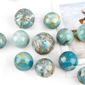 Venta al por Mayor de Esferas de Ágata Azul Cielo Natural de Alta Calidad Fanshi, Bolas de Cuarzo Pulido para Sanación, Artesanías de Cristal para Decoración del Hogar - Product Image 2
