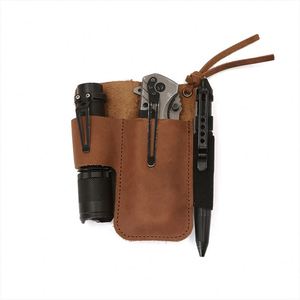 Étui de ceinture multi-outils en cuir, organiseur de ceinture pour lampe torche EDC, étui de couteau en cuir véritable, pochette organisatrice - Product Image 2