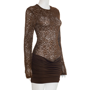 GX25265 Boutique de vêtements pour femmes, streetwear, <span class=keywords><strong>robe</strong></span> sexy à manches longues, col rond, <span class=keywords><strong>dentelle</strong></span> transparente, <span class=keywords><strong>robe</strong></span> de soirée, <span class=keywords><strong>robe</strong></span> <span class=keywords><strong>moulante</strong></span> élégante, mini robes - Product Image 4