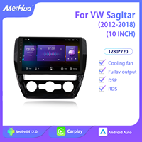 Radio Mobil Android MeiHua untuk VW Sagitar 8core Android12 4+32GB Navigasi Multimedia Tablet 10 inci 2din GPS Stereo Layar Terpisah