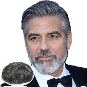 1b60 lớp Remy tóc con người hệ thống cho nam giới npu <span class=keywords><strong>Top</strong></span> với 60% màu xám ren đóng cửa và trắng toupee cơ sở <span class=keywords><strong>PU</strong></span> kỹ thuật - Product Image 1