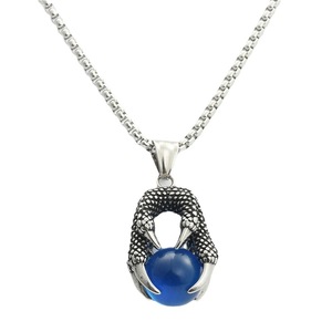 Collier en acier inoxydable avec pendentif boule griffe de dragon, style rétro punk pour homme, bijoux cadeau 280515 - Product Image 5