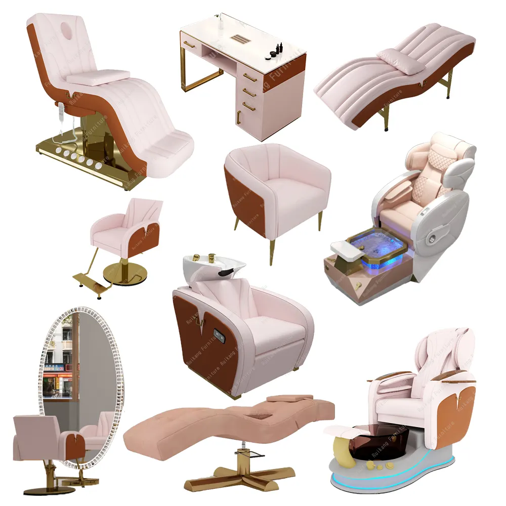 Роскошная Современная розовая упаковка для салона, Парикмахерская, педикюрное кресло, Маникюрный Стол, маникюрное оборудование для маникюра, салона красоты, набор мебели