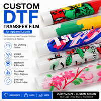 Film de transfert thermique DTF personnalisé, impression couleur intégrale, rouleau PET, toucher doux, facile à presser pour T-shirts, vêtements, articles de mode, impression DIY