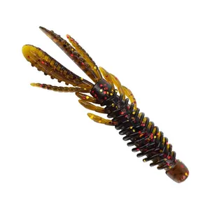 10 pcs Oil color Soft Worms with Jig Head Lures Fishing Japan Style Shrimp Lures Crab Lures Fishing