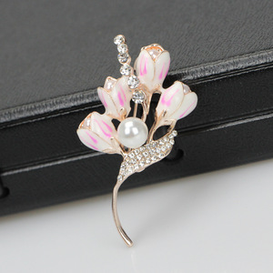 Spilla <span class=keywords><strong>di</strong></span> alta qualità fiore Magnolia Micro zircone intarsiato alla moda Versatile accessori per cappotto <span class=keywords><strong>di</strong></span> seta spilla sciarpa - Product Image 6