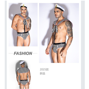 Nueva Llegada, Conjunto de Ropa Interior Masculina Sexy de 3 Piezas, Tanga para Hombre, Ropa Interior Erótica con Temática Naval, Tanga - Product Image 6