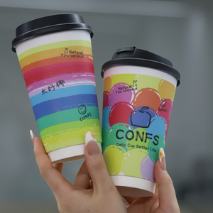 High Quality Graffiti Customized Cups 12oz 16oz Double Wall Hot Drink Disposable Ice Cream Cup Cold Beverages Cafe Takeaway