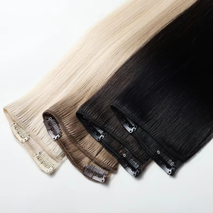 Extensiones de Cabello Humano Remy Chino DOORES con Clip, Doble Trama, Doble Capa, Color Marrón Oscuro, 35 cm/14 Pulgadas, 7 Piezas - Product Image 1