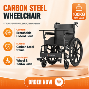 <span class=keywords><strong>Silla</strong></span> <span class=keywords><strong>de</strong></span> <span class=keywords><strong>Ruedas</strong></span> Manual a <span class=keywords><strong>Precio</strong></span> <span class=keywords><strong>de</strong></span> Fábrica con <span class=keywords><strong>Ruedas</strong></span> Autopropulsadas <span class=keywords><strong>de</strong></span> Acero al Carbono <span class=keywords><strong>de</strong></span> 24'' y Freno para Discapacitados, Ancianos y Rehabilitación - Product Image 1