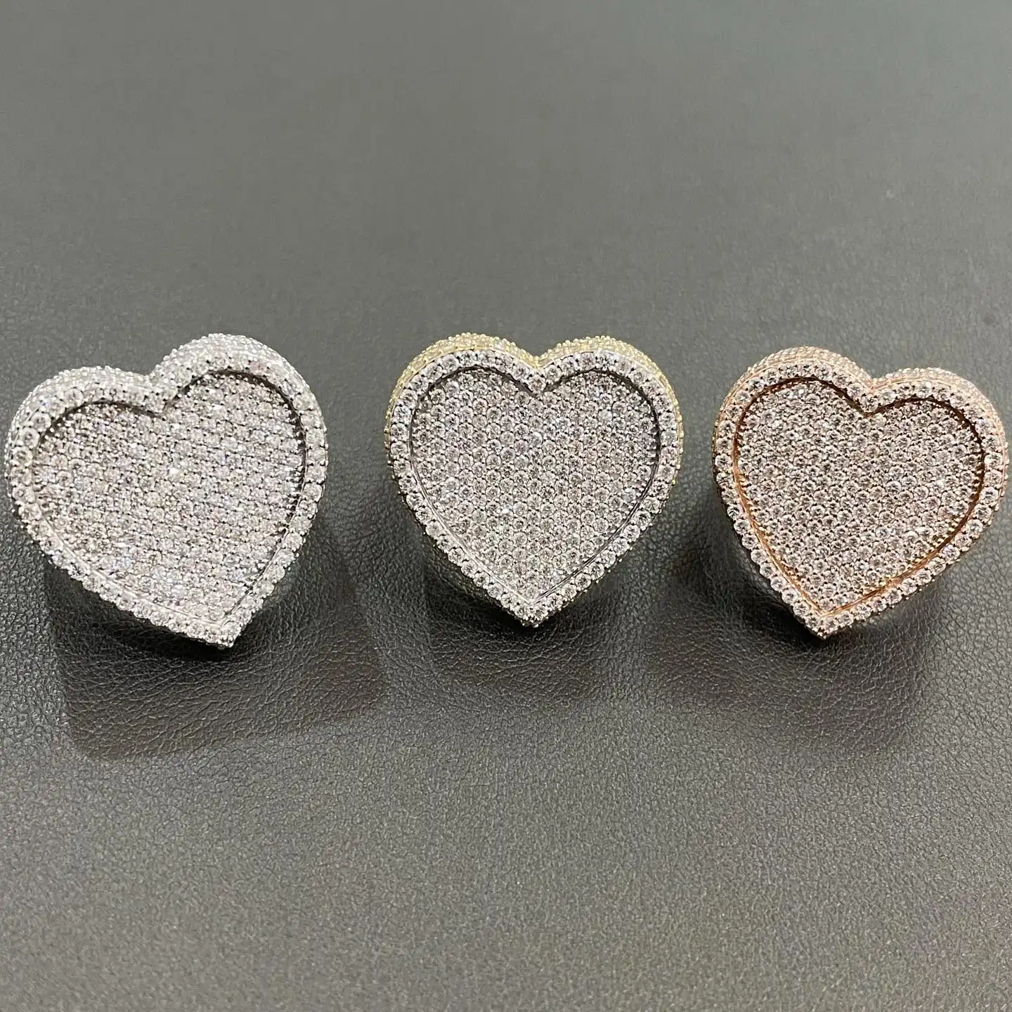 AAA Gems Mens 5ct Diamond 3D Heart Ring VVS Round Brilliant Cut Luxury Moissanite Rings in 18K White Gold