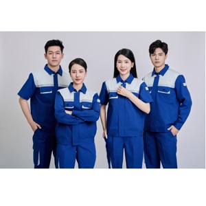 Nouveau haut vietnamien en mélange de coton et polyester FMF Ensemble de vêtements de travail de sécurité à manches longues bleu et gris pour femmes - Product Image 6