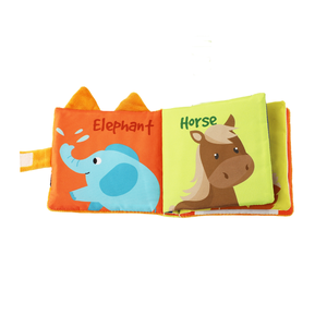 Belle broderie tigre conception impression personnalisée doux <span class=keywords><strong>bébé</strong></span> <span class=keywords><strong>livre</strong></span> tissu <span class=keywords><strong>livre</strong></span> jouet avec boucle en tissu - Product Image 4