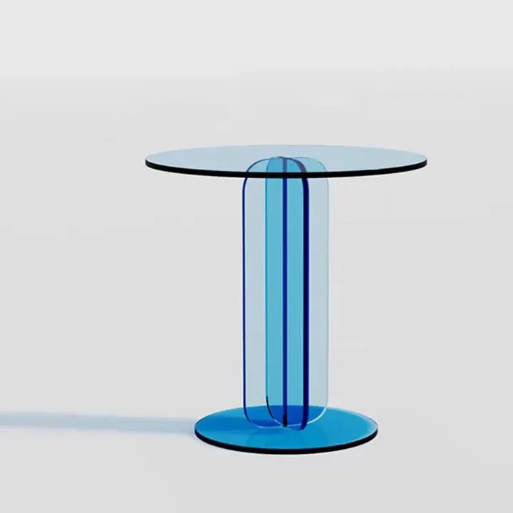 Table d'appoint en acrylique coloré avec un design personnalisé moderne, table ronde basse en verre organique, chambre personnalisable