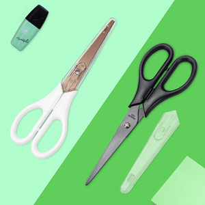 Gold Plated Stainless Steel Office Scissors Straight Head White Handle For Paper Cutting Diy Crafts Home Use - Product Image 2