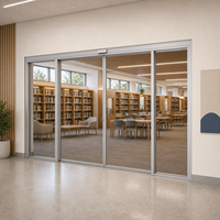 Porte coulissante en verre pour espace public scolaire, porte d'entrée automatique avec rail, moteur et capteur
