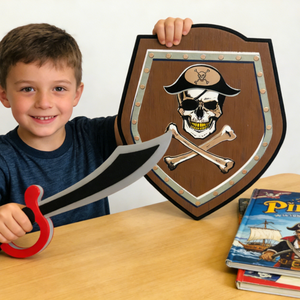 Nouveaux accessoires de cosplay de <span class=keywords><strong>pirate</strong></span> réaliste et sécurisé, épée en mousse EVA souple et bouclier tête de mort, ensemble d'armes froides jouets pour garçons - Product Image 1