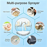 Kit de pulvérisation pour bidet mural moderne en acier inoxydable à pression d'eau réglable, douchette facile à installer pour hôtel