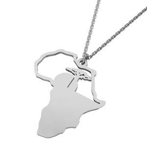 Joyas-collar de acero inoxidable con mapa de África, cadena de continente africano, collares de joyería, bisutería, Collier inoxysible, Moda - Product Image 2