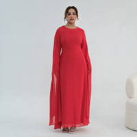 Robe Abaya en Polyester pour Femme Musulmane, Coupe Droite, Manches Longues, Respirante, en Mousseline, pour Soirée, Mariage, Bal, Mode Dubaï 2026, Vente en Gros