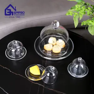 Plateau à vaisselle style machine presse européenne avec dôme en verre plateau à gâteau citron avec couvercle plat à citron en verre avec couvercle bocal cloche transparent