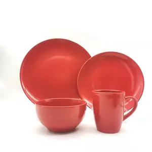 Ensemble de vaisselle de luxe en céramique porcelaine de luxe passe au micro-ondes vaisselle mexicaine bon marché émaillée rouge