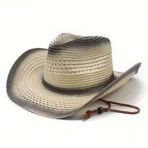 Chapeau de soleil vintage en paille pulvérisée pour voyage en plein air, style cowboy western - Product Image 5
