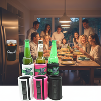 Support magnétique en néoprène pour canettes, isolant pour bière, étui imperméable pour bouteille, logo personnalisé, 330 ml, pour réfrigérateur et bar