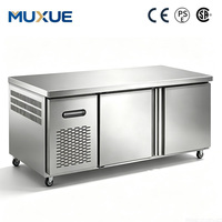 MUXUE 1.5M Pendingin Udara Stainless Steel Kulkas Komersial untuk Dapur, Freezer/Cooler Meja Kerja di Bawah Meja