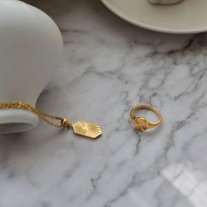Joolim высококачественное позолоченное кольцо <span class=keywords><strong>18K</strong></span> Sunshine Burst кольца из нержавеющей стали для женщин - Product Image 5