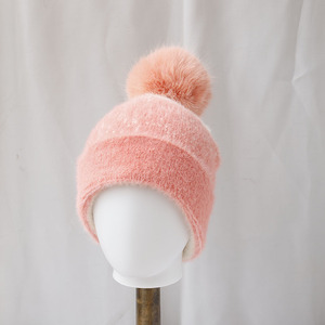 Gorro de Piel Sintética de Visón, Gorro Grueso con Bola de Pelo, Gorro Cálido con Pompón de Piel Sintética para Mujer - Product Image 4