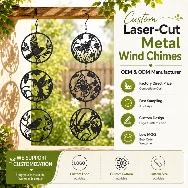 Wholesale Laser Cut Custom Metal Bird Butterfly Dragonfly Outdoor Garden Decorative Wall Hanging Iron Art Hanging Ornament