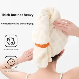Bonnet de séchage capillaire en polaire corail épaissie à queue large, motif fruits de dessin animé, pour <span class=keywords><strong>femme</strong></span>, esthétique haut de gamme, séchage rapide, super absorbant - Product Image 3