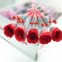 Kunstmatige zeeprozenbloem met strik voor Moederdag, Valentijnsdag, cadeau voor meisjes, enkele zeeprozenbloem