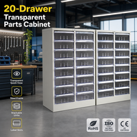 Armoire de rangement transparente INORDER à 20 tiroirs, avec cadre métallique, pour pièces industrielles et quincaillerie, idéale pour atelier (vente en gros)
