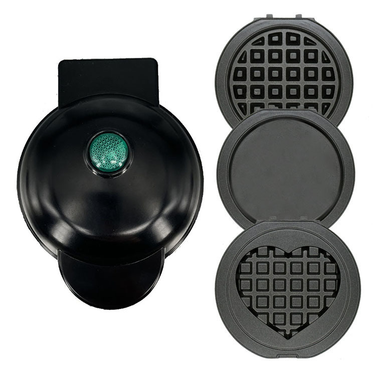 Noir [Gaufre Ronde Fond Plat en Forme de Cœur]