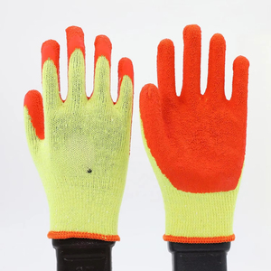Gants de travail de sécurité en coton gris tricoté de calibre 10 avec paume enduite de latex noir froissé pour une meilleure adhérence et protection des mains - Product Image 5