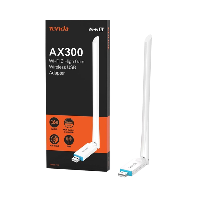 Tenda AX300 WiFi Adapter 2.4GHz Single-Band 300Mbps 6dBi High Gain Antenna U2 USB Dongle Wireless Network Card Stock