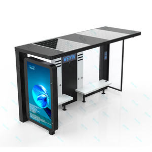 Abri de station de bus intelligent en acier avec boîte lumineuse LED, <span class=keywords><strong>panneau</strong></span> d'affichage <span class=keywords><strong>publicitaire</strong></span> à énergie <span class=keywords><strong>solaire</strong></span> 12V, directement de l'usine - Product Image 2