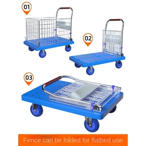 Chariot de ramassage des déchets de supermarché pliable robuste, chariot à tirer, capacité de charge de 500 kg, <span class=keywords><strong>lit</strong></span> plat portable - Product Image 4