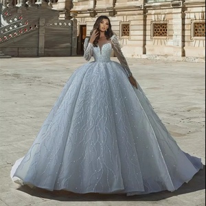 Mumuleo all'ingrosso di lusso personalizzato abito da ballo principessa lungo fino al pavimento taglie forti perline da sposa ricamate perle Vestido da sposa - Product Image 1