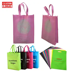 カラフルな不織布ショッピングトートバッグ、ロゴ付きショッピング生分解性ショッピングバッグ不織布バッグ