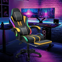 Silla de juegos Ca Ecuador 400lbs azul Rgb LED Pc Gamer Silla de juegos con reposapiés altavoces y masaje Silla de videojuegos grande y alta