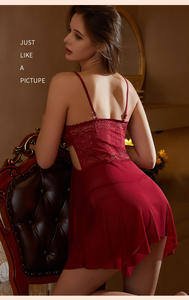 Exquisito Camisón Calado, Lencería Sexy, Vestido Enterizo, Cómodo, de Malla <span class=keywords><strong>y</strong></span> Encaje, con Logotipo Personalizado, Talla Única para Noches Apasionadas - Product Image 4