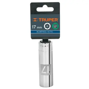 Juego de Llaves de Tubo de 6 Puntas, 17 mm de Largo, Accionamiento de 1/2'', Marca TRUPER - Product Image 4