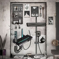Robinet de douche pluie monocommande en laiton gris anthracite poli, avec valve céramique thermostatique, fixation murale multifonctionnelle pressurisée