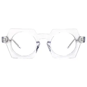 New Designer Fashion Round Opticals Frames Spectacle Eyeglasses Frames Acetate Metal Optical Glasses