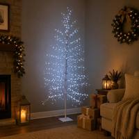 Árbol de Navidad Metálico con Luces LED para Interiores, Blanco Cálido, 1.8m, Clasificación IP44, Luces para Decoración de Exteriores
