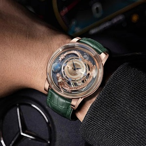 PINDU DESIGN 2023 Montre solaire Astronomia de luxe pour homme Bracelet en cuir Boîtier en acier inoxydable Résistant à l'eau 3BAR - Product Image 3