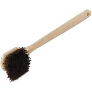 Cepillo para fregar pisos con cerdas de fibra de palma marrón de 5.5 pulgadas, mango de plástico color canela de 14.5 pulgadas - Product Image 1